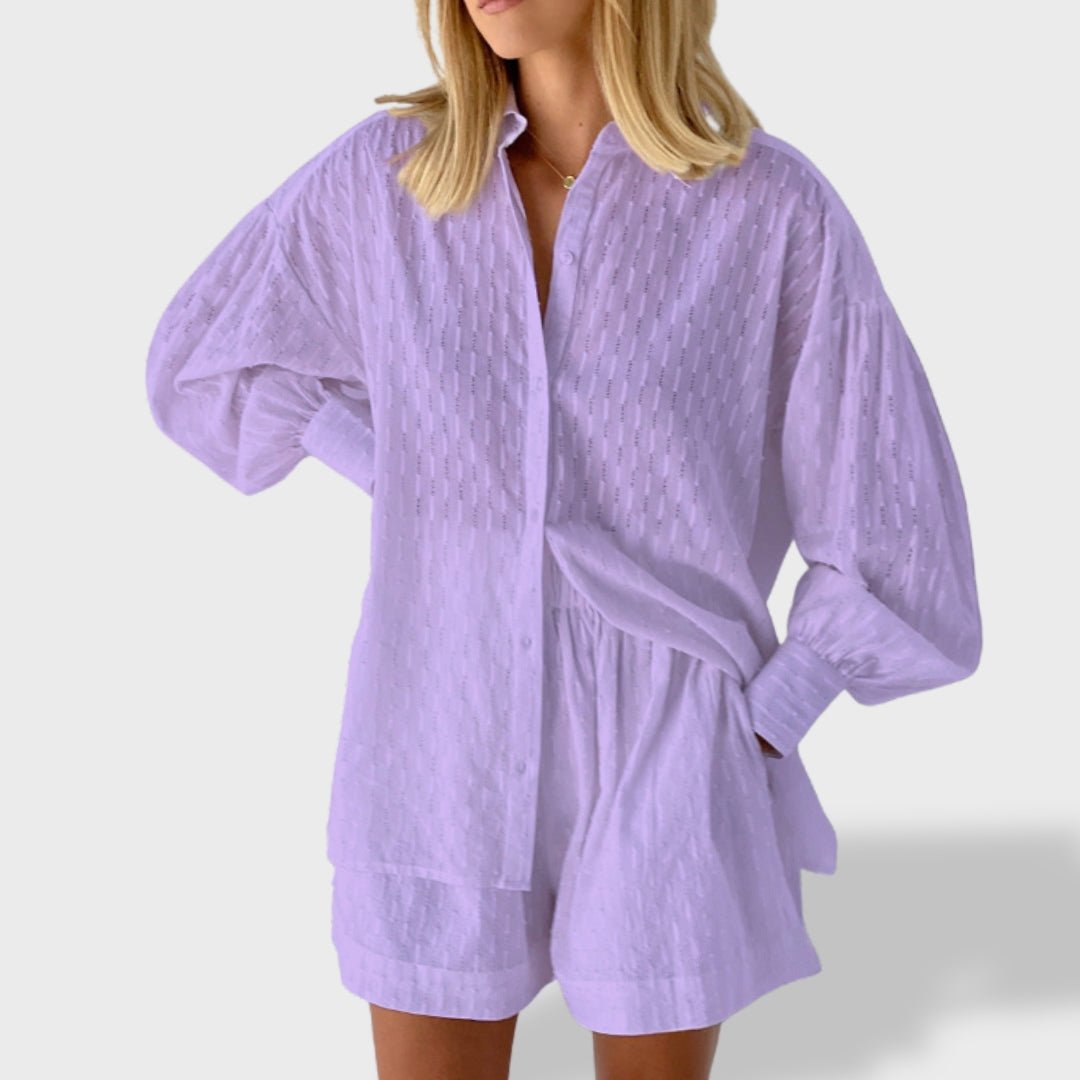 Maud | Conjunto de camisa e shorts de linho chique - Ines Braga