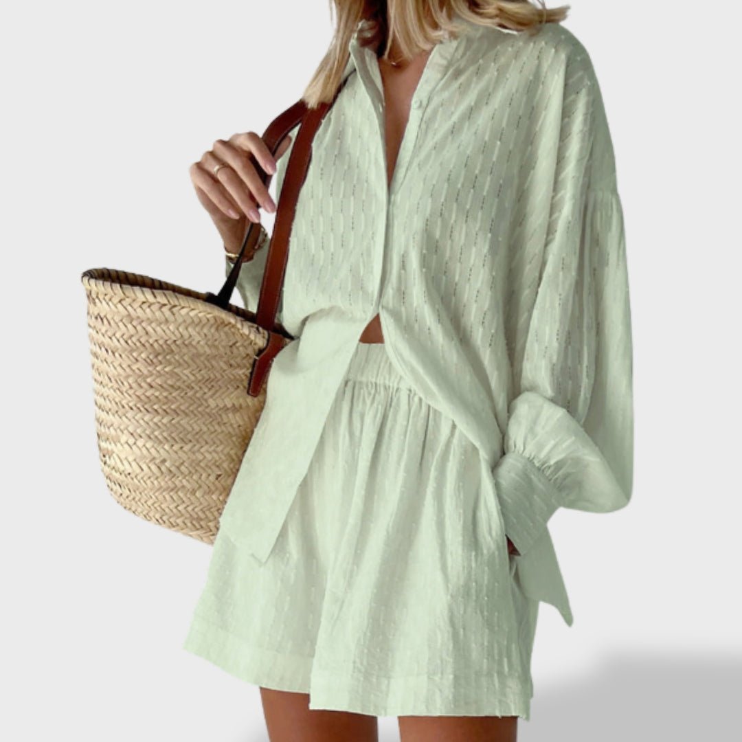 Maud | Conjunto de camisa e shorts de linho chique - Ines Braga