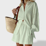 Maud | Conjunto de camisa e shorts de linho chique - Ines Braga