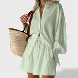 Maud | Conjunto de camisa e shorts de linho chique - Ines Braga