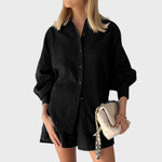 Maud | Conjunto de camisa e shorts de linho chique - Ines Braga