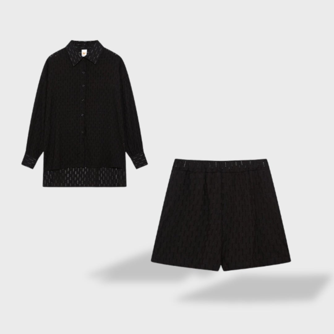 Maud | Conjunto de camisa e shorts de linho chique - Ines Braga