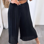 Maya | Calças Plissadas Pretas — Conforto Leve, Corte Fluido - Ines Braga