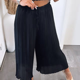 Maya | Calças Plissadas Pretas — Conforto Leve, Corte Fluido - Ines Braga