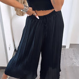 Maya | Calças Plissadas Pretas — Conforto Leve, Corte Fluido - Ines Braga