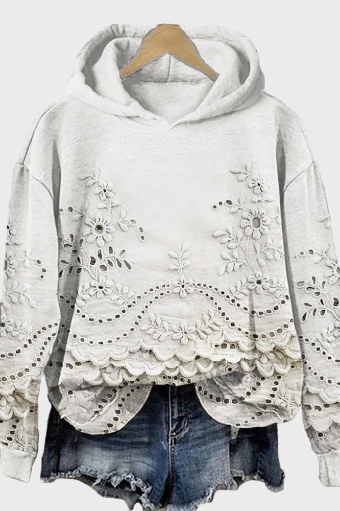 Moletom com Capuz em Renda de Campo Verde - Ines Braga