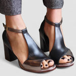 Nadaria | Sandálias pretas com salto alto e biqueira aberta em patchwork - Ines Braga