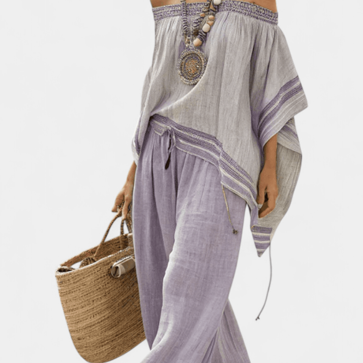 Natália | Conjunto Boêmio Bardot Elegante Em Bambu Leve - Ines Braga