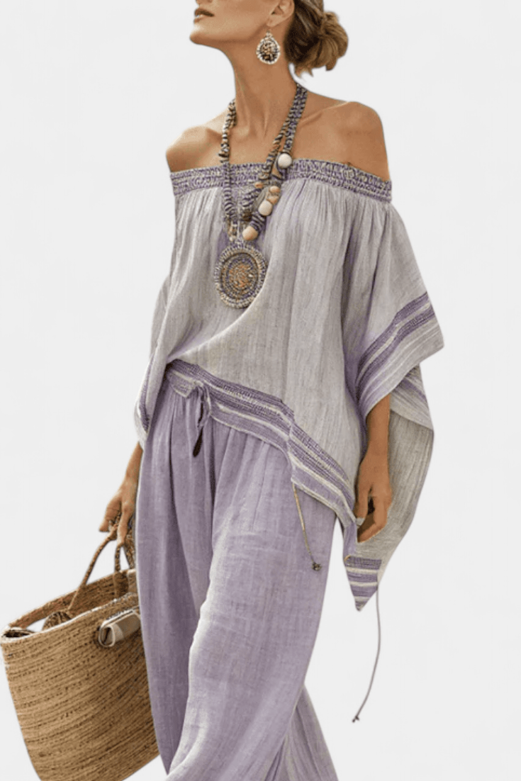 Natália | Conjunto Boêmio Bardot Elegante Em Bambu Leve - Ines Braga