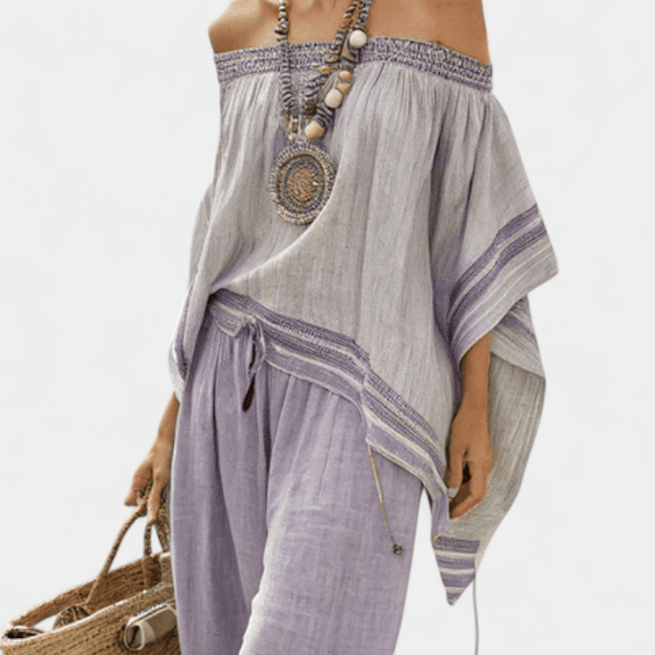 Natália | Conjunto Boêmio Bardot Elegante Em Bambu Leve - Ines Braga