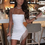 Nicole | Vestido Mini Branco com Detalhes em Diamantes - Ines Braga