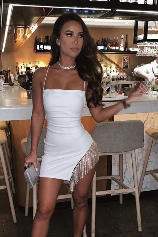 Nicole | Vestido Mini Branco com Detalhes em Diamantes - Ines Braga