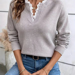 Nora™ | Suéter de malha com detalhe em renda - Ines Braga