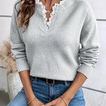 Nora™ | Suéter de malha com detalhe em renda - Ines Braga