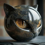 NyxCharm - Escultura Mística de Cabeça de Gato Preto - Ines Braga