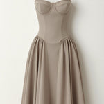 Odette Élégance | Vestido midi com corpete estruturado - Ines Braga