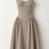 Odette Élégance | Vestido midi com corpete estruturado - Ines Braga