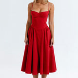 Odette Élégance | Vestido midi com corpete estruturado - Ines Braga