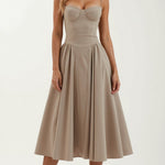 Odette Élégance | Vestido midi com corpete estruturado - Ines Braga