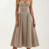 Odette Élégance | Vestido midi com corpete estruturado - Ines Braga