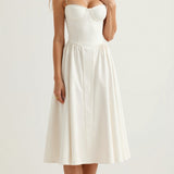 Odette Élégance | Vestido midi com corpete estruturado - Ines Braga