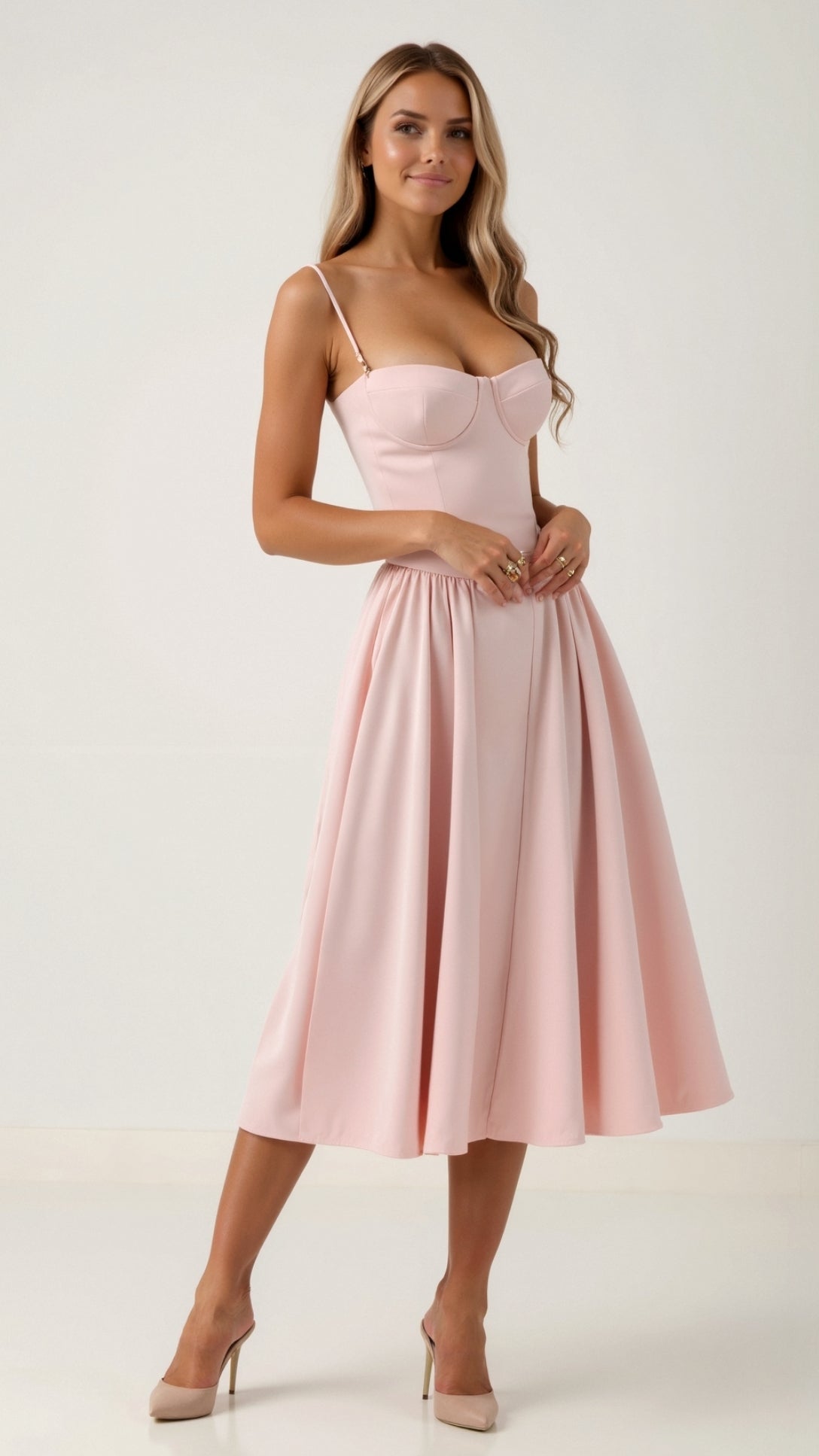 Odette Élégance | Vestido midi com corpete estruturado - Ines Braga