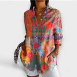 Rafaela™ | Camisa com Padrão Romântico e Abotoamento Clássico - Ines Braga