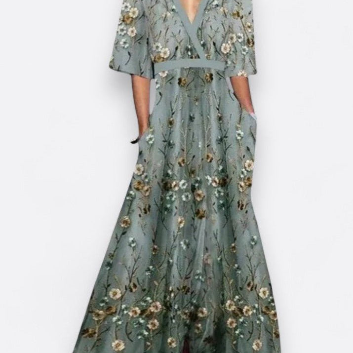 Romi - Vestido maxi floral elegante - Ines Braga