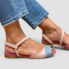 Roselina | Asymmetrische rosa Sandalen im Color-Block-Stil