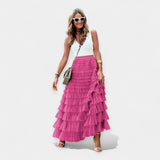 Saia Boho com Acabamento de Cetim de Malha Aberta - Ines Braga