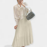 Saia Longa Plissada de Cetim - Ines Braga