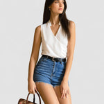 Salete | Top suave com decote em V para senhora - Ines Braga