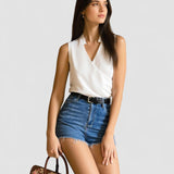 Salete | Top suave com decote em V para senhora - Ines Braga