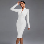 Samara | Vestido de Manga Comprida com Decote em V - Ines Braga