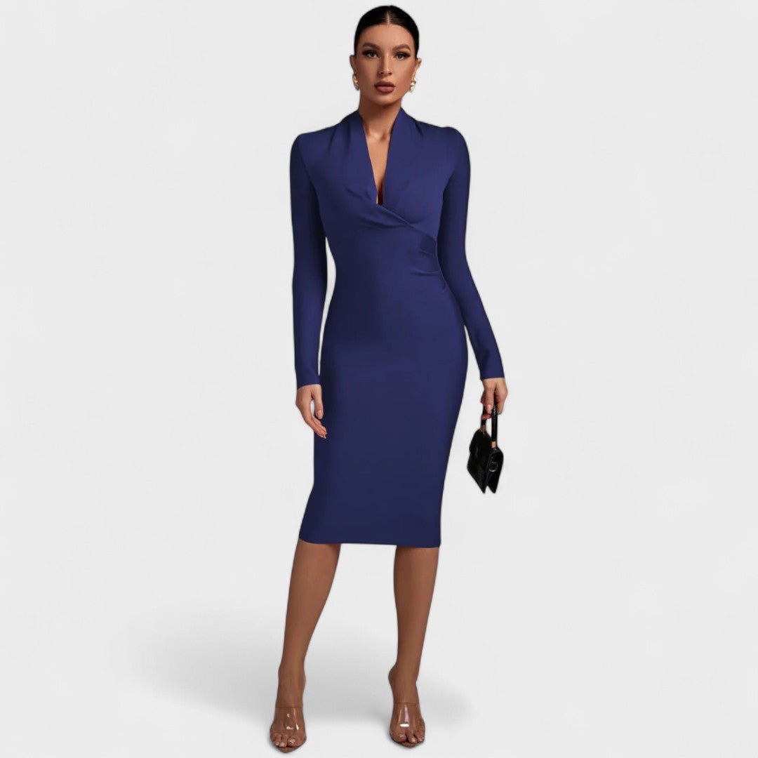 Samara | Vestido de Manga Comprida com Decote em V - Ines Braga