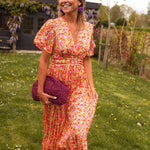 Sandra | Vestido maxi elegante com decote em V - Ines Braga