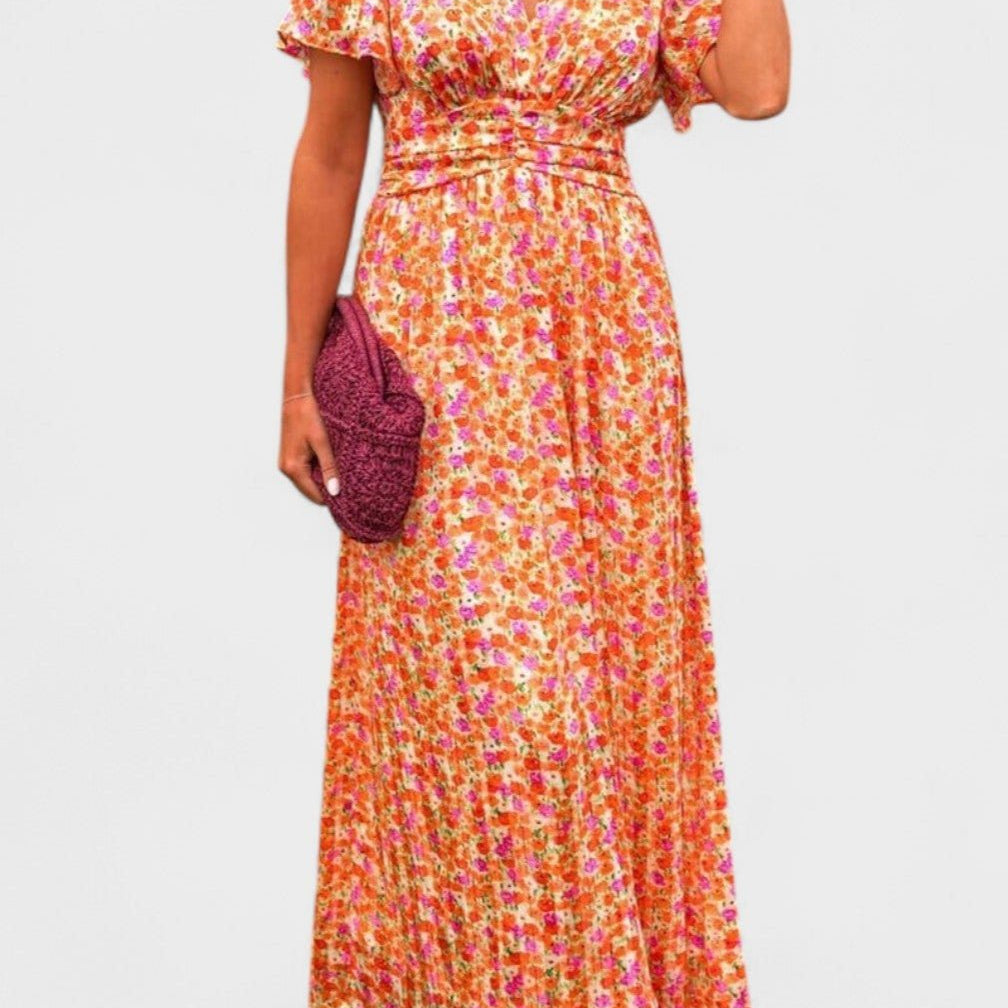 Sandra | Vestido maxi elegante com decote em V - Ines Braga