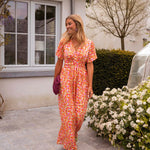 Sandra | Vestido maxi elegante com decote em V - Ines Braga