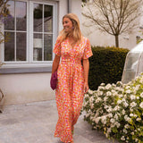 Sandra | Vestido maxi elegante com decote em V - Ines Braga