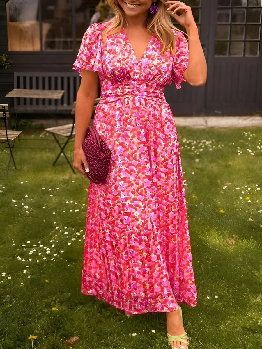 Sandra | Vestido maxi elegante com decote em V - Ines Braga