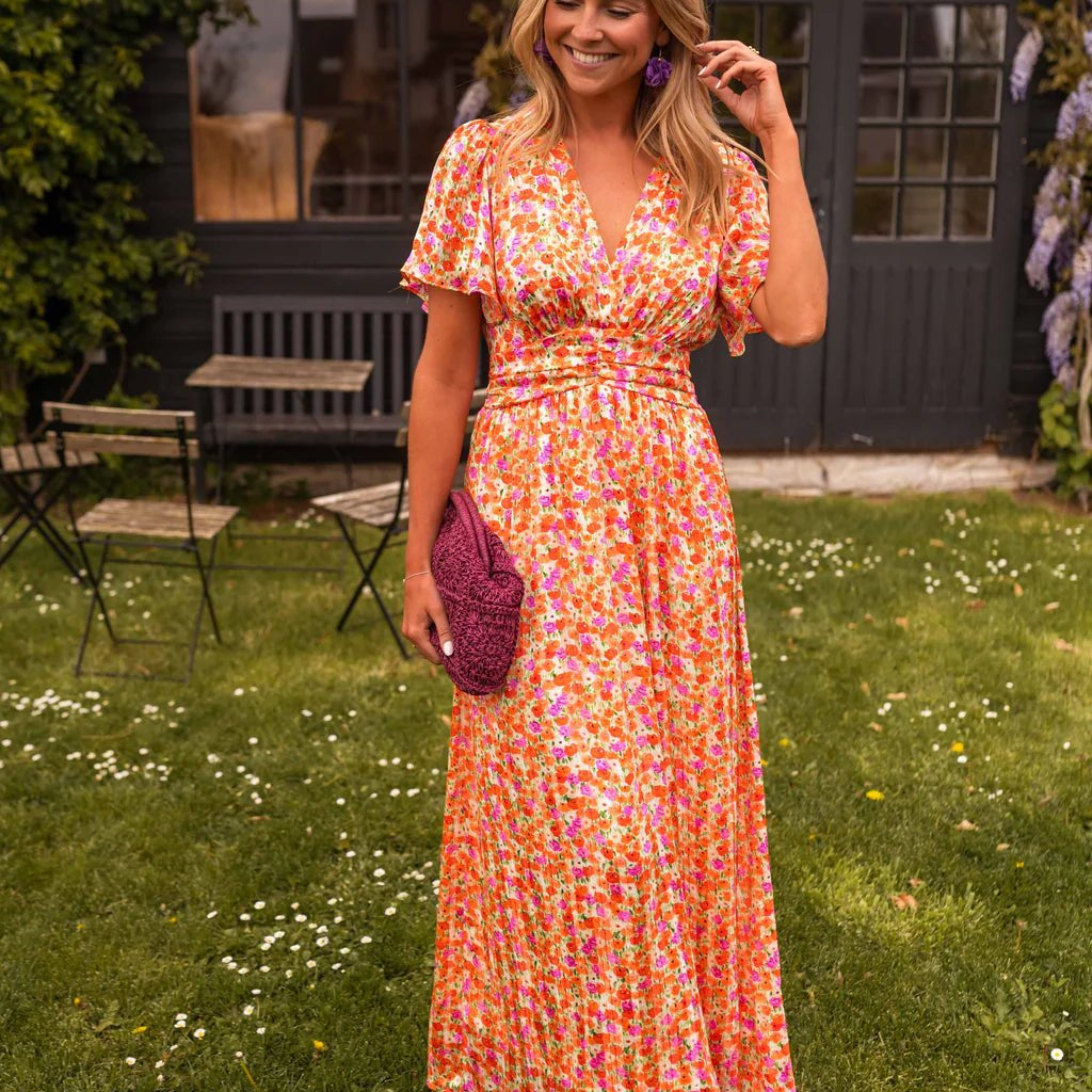 Sandra | Vestido maxi elegante com decote em V - Ines Braga