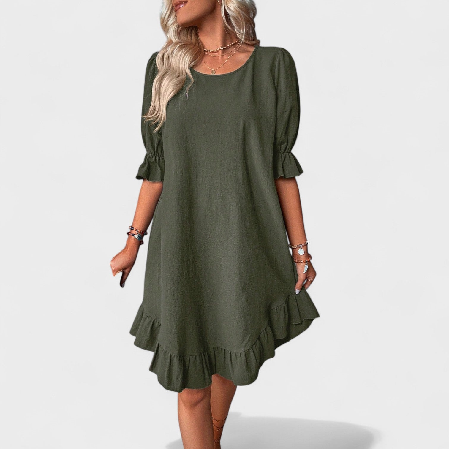 Sassa - Vestido casual com folhos - Ines Braga