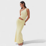 Seranella - Vestido maxi assimétrico com recorte - Ines Braga