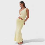 Seranella - Vestido maxi assimétrico com recorte - Ines Braga
