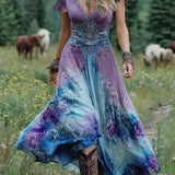 Serena™ | Vestido Maxi Curto Floral Lavanda com Toque Sofisticado - Ines Braga