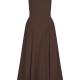 Sharon |Vestido midi em malha de esparguete - Castanho cacau - Ines Braga