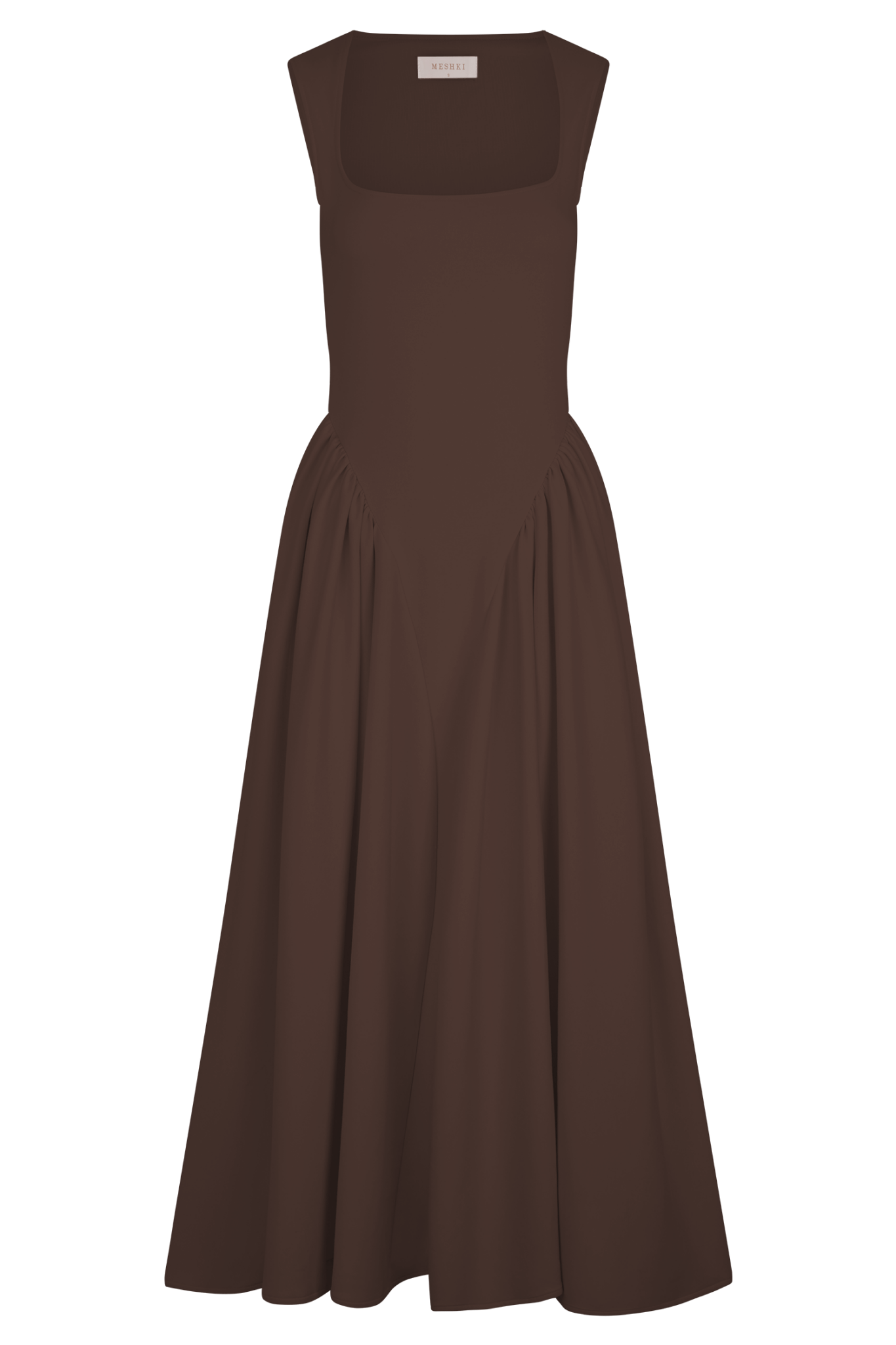 Sharon |Vestido midi em malha de esparguete - Castanho cacau - Ines Braga