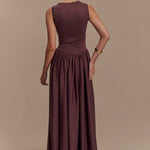 Sharon |Vestido midi em malha de esparguete - Castanho cacau - Ines Braga