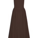 Sharon |Vestido midi em malha de esparguete - Castanho cacau - Ines Braga