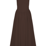 Sharon |Vestido midi em malha de esparguete - Castanho cacau - Ines Braga
